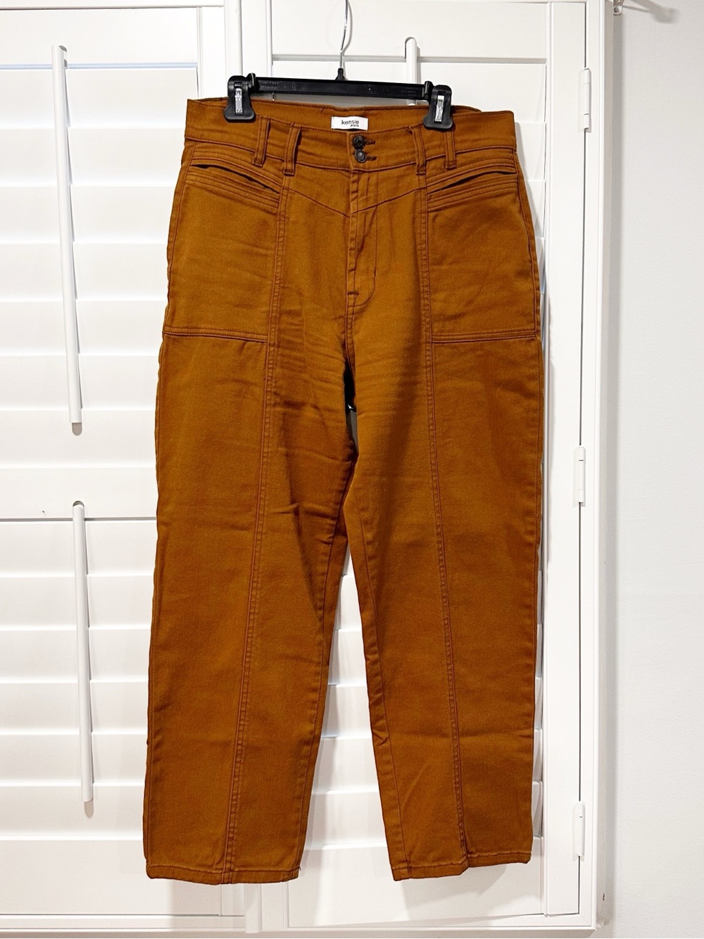 Kensie Jeans Women’s 12/31 Rust Brown High Rise Utility Straight Leg Pants